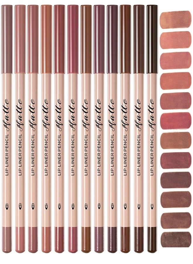 Aseawave Matte Lip Liner Set, 12 Colors Brown Tone Natural Lip Makeup, Ultra Fine Lip Liner & Eyeliner Set, Creamy, Long Lasting, High Pigmented Pencil, Various Shades of Brown - Image 1